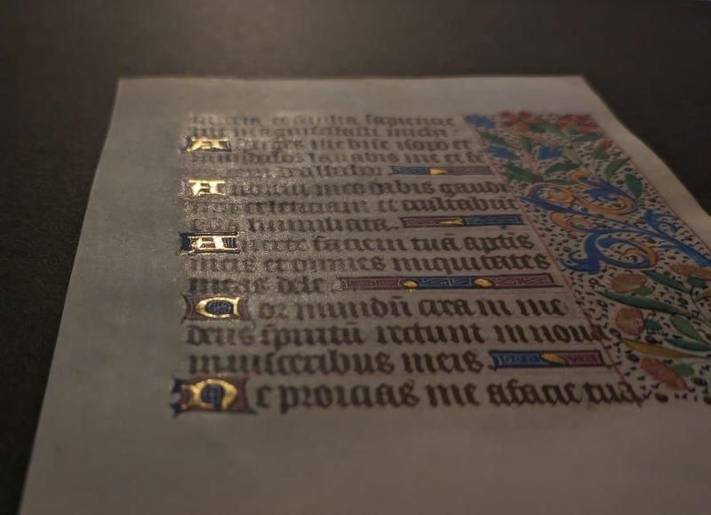 時祷書 装飾写本 フランス 零葉 c.a.1470年 D - アンティーク