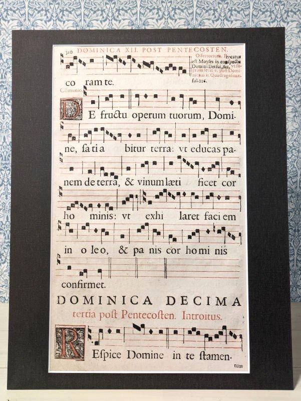 グレゴリオ聖歌 活版, 木版印刷 1580年頃 一葉 R - アンティーク楽譜