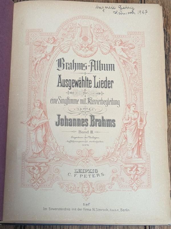 ブラームス歌曲集第3巻 低声用 ペータース版 c.a.1920年
