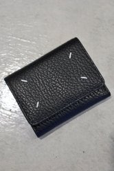 Maison Margiela Zip Compact Tri Fold Wallet Grain BLACK

