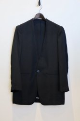 OVERCOAT Collarless Single Breasted Jacket In Rayon Tricotine BLACK

