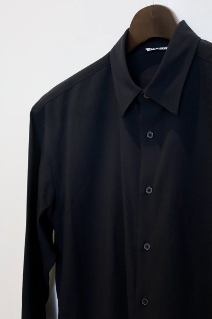 AURALEE Hard Twist Wool Viyella Shirt BLACK - Ambiance