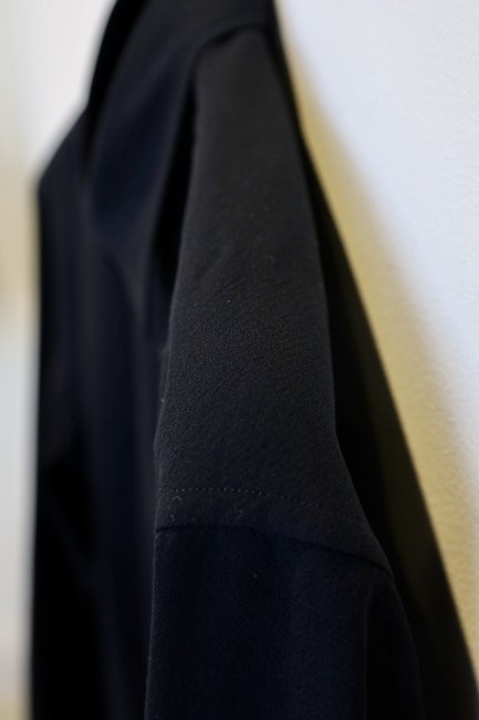 AURALEE Hard Twist Wool Viyella Shirt BLACK - Ambiance