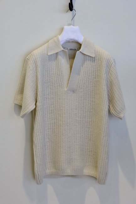 買い半額 AURALEE RIB KNIT SKIPPER POLO ECRU ニットポロ | shurfa.com