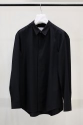 OVERCOAT Dropped Shoulder Top With Shirt Collar in Wool Shirting BLACK
