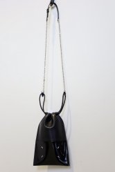Maison Margiela Drawstring Phone Pouch With Chain SHINY CALF BLACK