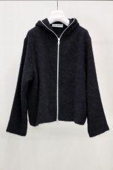 OUR LEGACY FULL ZIP HOOD Black Hairy Wool