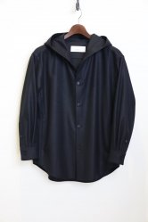 OVERCOAT Wool/Cashmere Flannel Hoodie Overshirt BLACK
