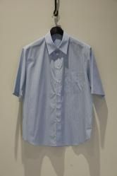 AURALEE Suvin High Count Cloth Stripe Half Sleeved Shirt LIGHT BLUE STRIPE