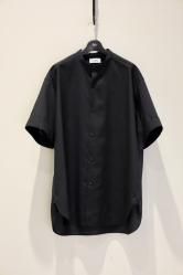 THE RERACS Pe Super Light Spun Band Collar Shirt  Short Sleeve DARK NAVY
