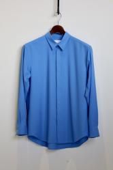 OVERCOAT Dropped Shoulder Top With Shirt Collar in Wool Shirting NEON BLUE
