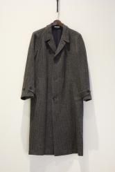 AURALEE Alpaca Wool Silk Tweed Soutien Collar Coat GRAY BROWN HAIRLINE