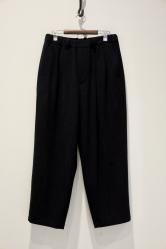 YOKO SAKAMOTO Wool/Cotton/Cashmere Double Pleated WIDE Easy Pants STRIPE
