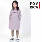 ◆2021SALE 30%off◆<br><br>FOV フォブ 子供服<br><br>【お値打ちワンピース】<br>COFFEE プリントロングスリーブワンピース<br>グレープ