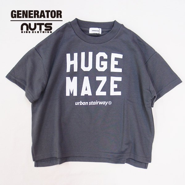 generator ジェネレーター903701 HUGEMAZE PULLOVERHUGEMAZEプリント、ビッグシルエット裏毛Tシャツチャコール -  ブランド子供服 ベビー服のNUTS KIDS CLOTHING ナッツキッズクローズ