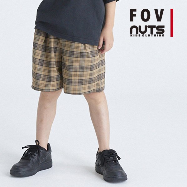 FOV フォブ603206 check two-tuck short pantsチェック柄ツータックショーツブラウン - ブランド子供服  ベビー服のNUTS KIDS CLOTHING ナッツキッズクローズ