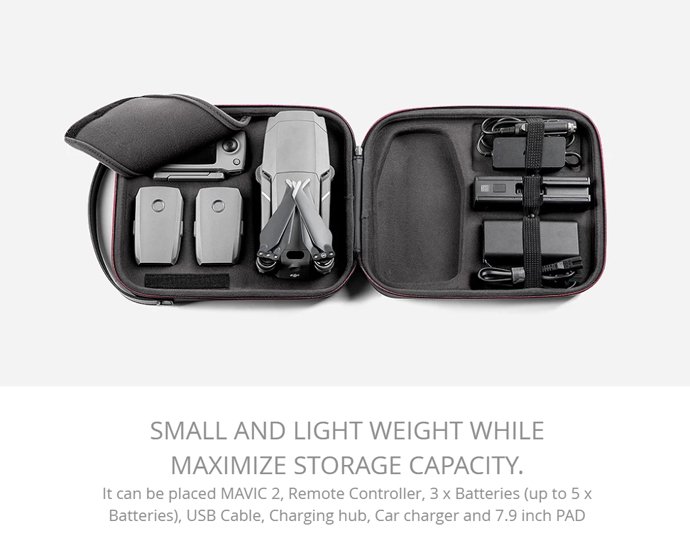 PGY Mavic 2用 キャリングバッグはコンパクトで軽く、Mavic2や送信機、バッテリー、充電器など沢山収納できます。