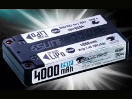 SUNPADOW 7.4V / 4000mAh /130C Platin リポバッテリー(ショート 