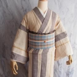 遠州縞 子持縞 ベージュ
