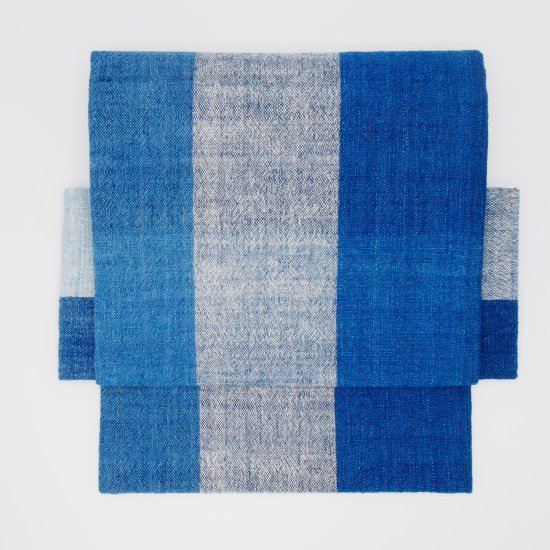 手紡ぎ手織り草木染めの二部式帯 藍ブルー｜はじめてきもの小梅
