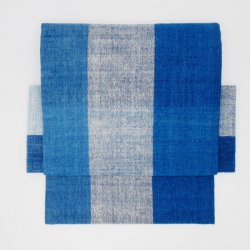 二部式帯・手紡ぎ手織り草木染め  藍ブルー