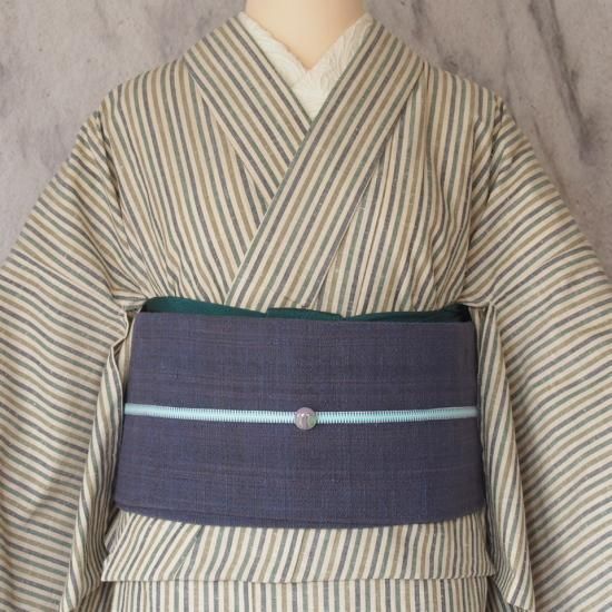 丹波布 作り帯 二部式 木綿 絹 名古屋帯 手つむぎ 草木染 手織り