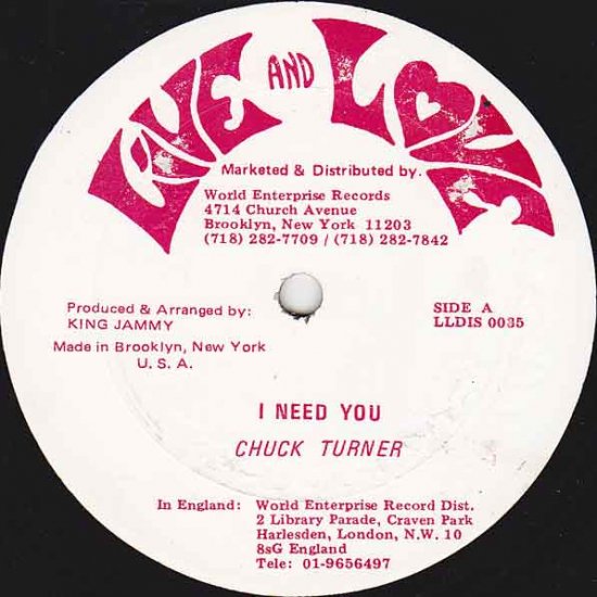 I NEED YOU / CHUCK TURNER - STAMINA RECORDS / VINTAGE REGGAE