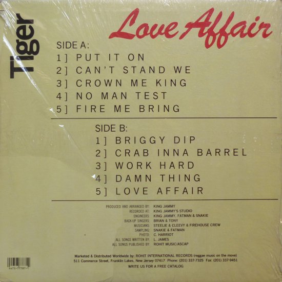 LOVE AFFAIR / TIGER - STAMINA RECORDS / VINTAGE REGGAE RECORD SHOP