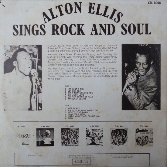 SINGS ROCK AND SOUL / ALTON ELLIS - STAMINA RECORDS / VINTAGE