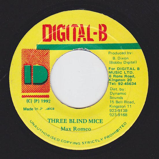 THREE BLIND MICE / MAX ROMEO - STAMINA RECORDS / VINTAGE REGGAE RECORD SHOP