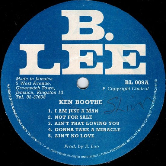 I'M JUST A MAN / KEN BOOTHE - STAMINA RECORDS / VINTAGE REGGAE RECORD SHOP