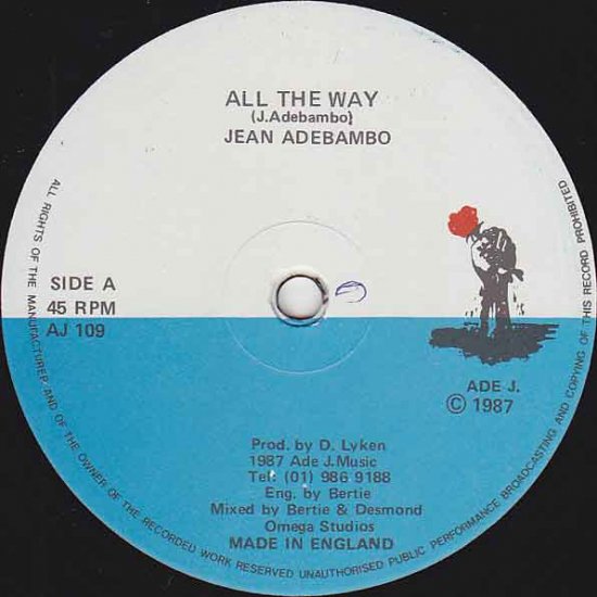 A:ALL THE WAY / JEAN ADEBAMBOB:IRIE FEELING / JEAN ADEBAMBO - STAMINA  RECORDS / VINTAGE REGGAE RECORD SHOP