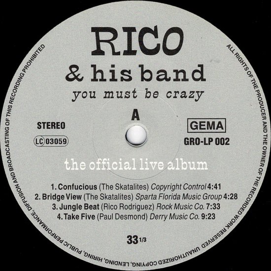 YOU MUST BE CRAZY / RICO & HIS BAND - STAMINA RECORDS / VINTAGE 