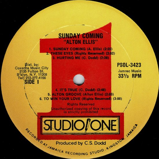 SUNDAY COMING / ALTON ELLIS - STAMINA RECORDS / VINTAGE REGGAE