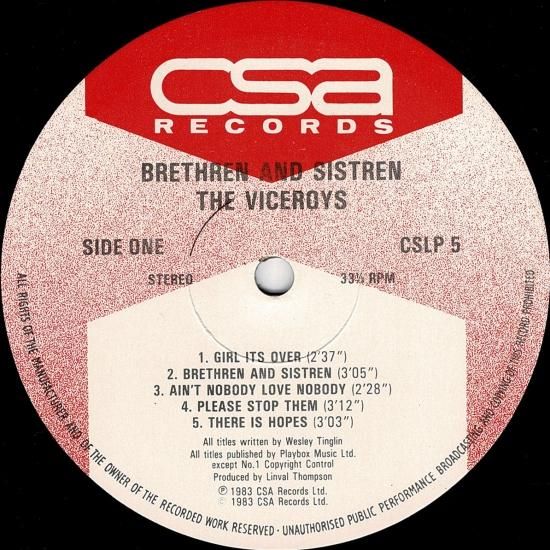 英LP Viceroys Brethren And Sistren CSLP5 CSA RECORDS /00260