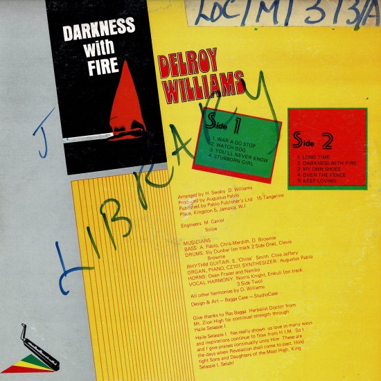 DARKNESS WITH FIRE / DELROY WILLIAMS - STAMINA RECORDS / VINTAGE