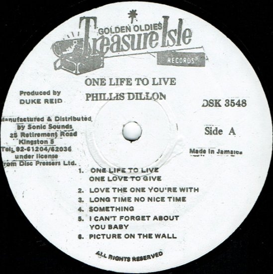 RE-USED】ONE LIFE TO LIVE / PHYLLIS DILLON - STAMINA RECORDS