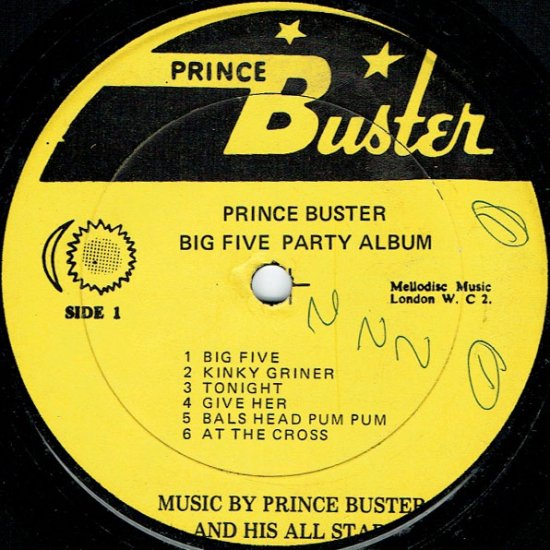 BIG FIVE / PRINCE BUSTER - STAMINA RECORDS / VINTAGE REGGAE RECORD