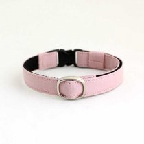 淡いピンクのシンプル猫首輪【couleur〔クルール〕 ピンク】（シルバーバックル）