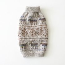手編みの猫用セーター　トナカイ（モカベージュ）