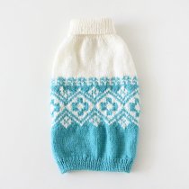 手編みの猫用セーター　北欧2トーン（ターコイズ）