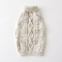 手編みの猫用セーター　アラン模様（ツイードミックス）