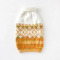 手編みの猫用セーター　ノルディック柄（オレンジ）