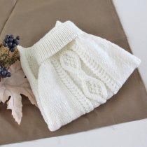 手編みの猫用セーター　アラン模様（白）