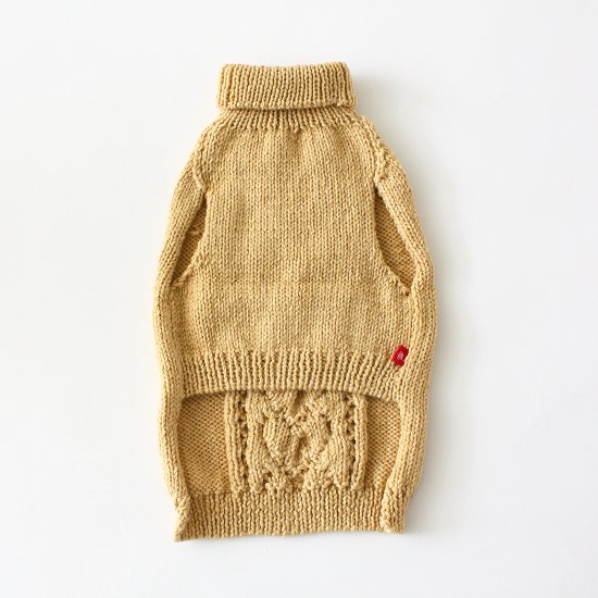 手編みの猫用セーター アラン模様（マスタード） - 猫の首輪専門店 