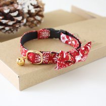 リボン付き　クリスマス猫首輪【Christmas RED】