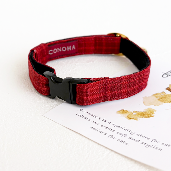 チェック柄 ❁⃘*.゜猫ちゃん首輪❁⃘*.゜ レッド チェック柄 ❁⃘*.゜猫ちゃん首輪❁⃘*.゜ レッド 猫首輪