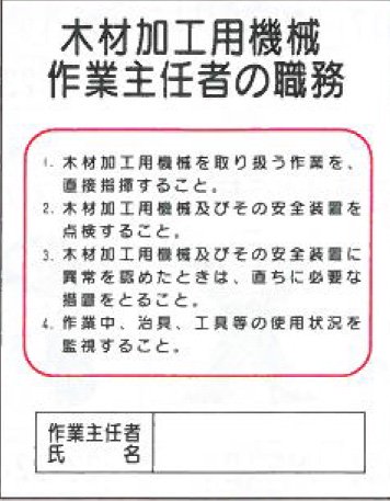 木材加工用機械作業主任者の職務 しょうえいねっとショップ