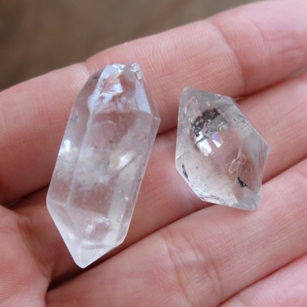 両剣水晶ポイント 原石鉱物 2個セット　天然石パワーストーン　ブラジル産水晶原石　コレクション