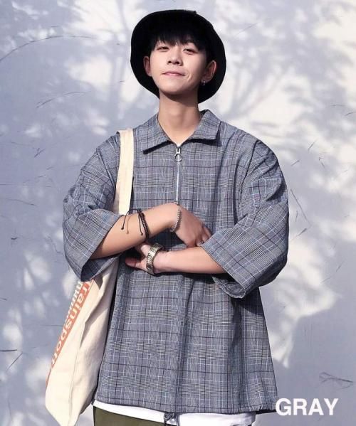 neos(ネオス) ハーフジップ チェック アノラック カットソー_SPADE